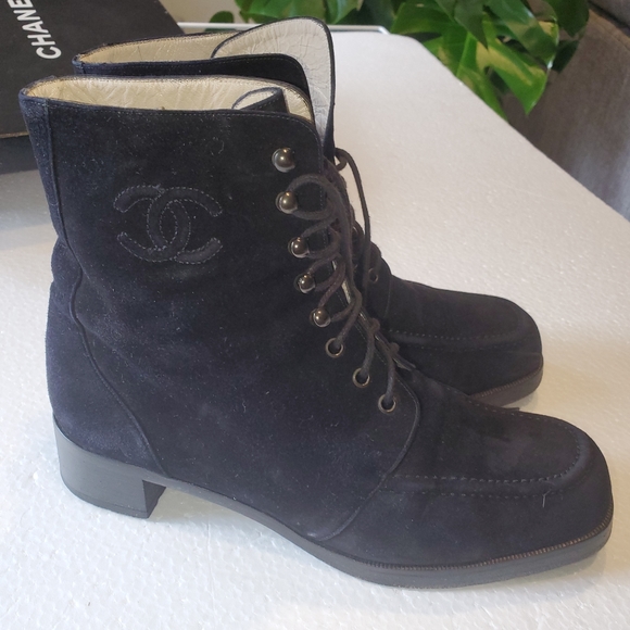 CHANEL Shoes - Vintage Chanel suede lace up boots